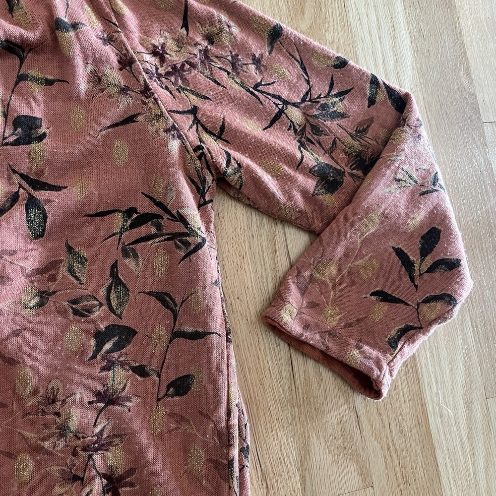 Made in italy Soft Open Front Hoodie Orange Medium Romantic Hoodie Leaf Print - Picture 3 of 5